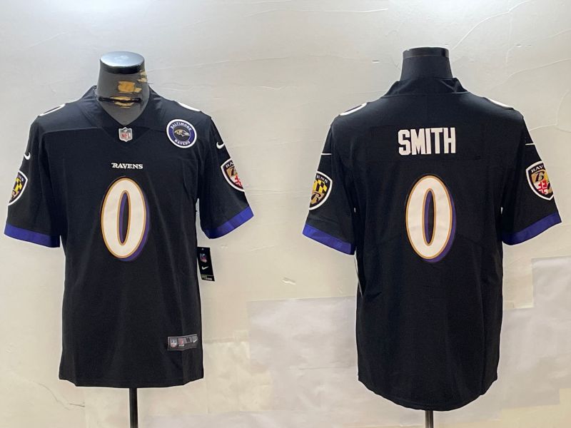 Men Baltimore Ravens #0 Smith Black Second generation 2024 Nike Limited NFL Jersey style 2->baltimore ravens->NFL Jersey